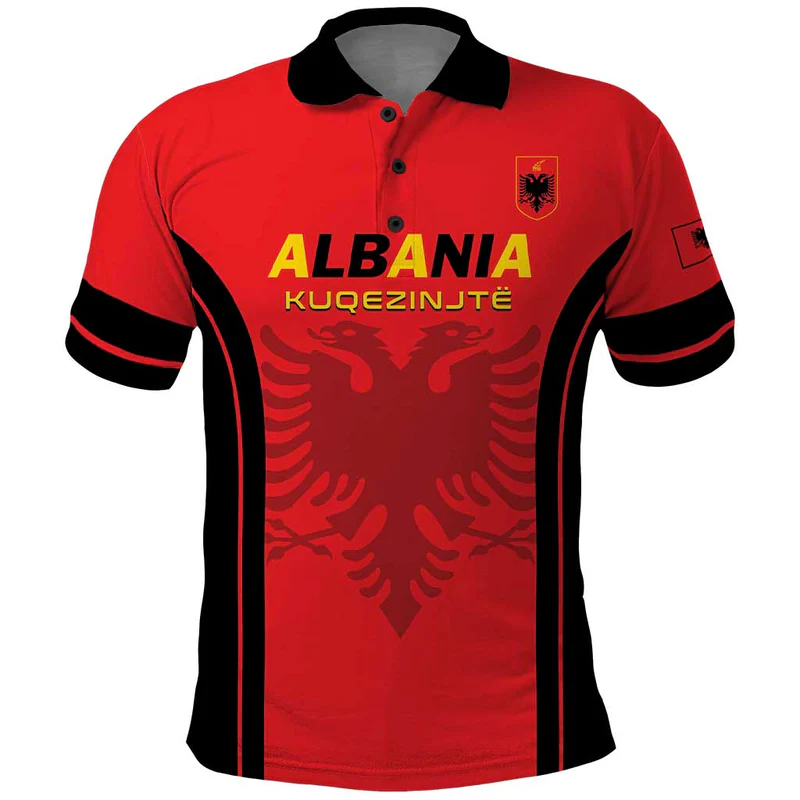 Custom Albania Football Polo Shirt Come On Kuqezinjte