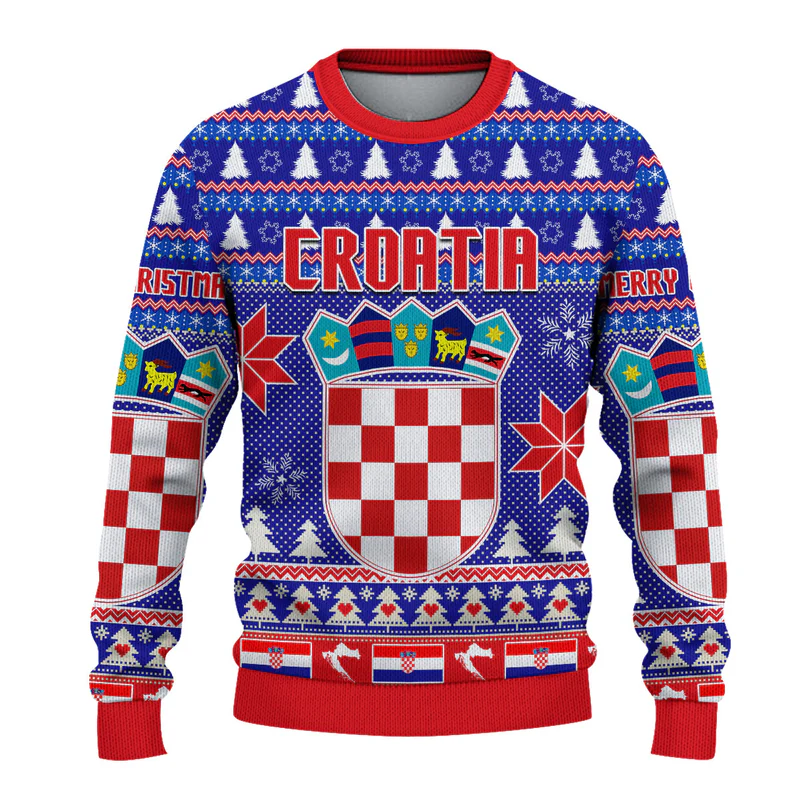 Croatia Merry Christmas Knitted Sweater – Sretan Bozic Snowy Winter Warm