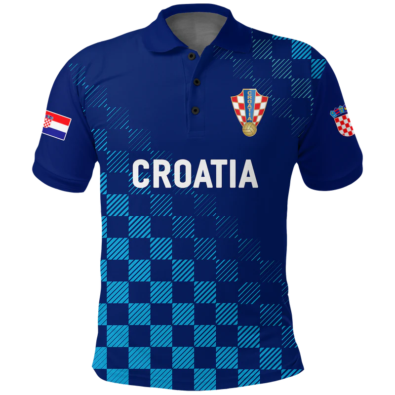Custom Croatia Polo Shirt Football Champions Pride Blue