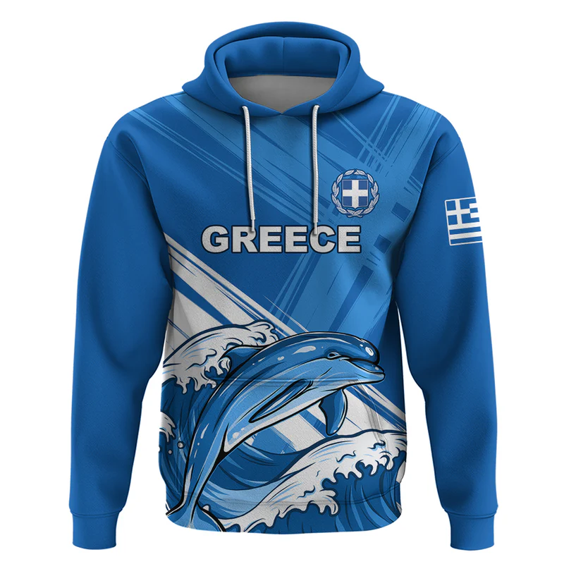 Greece Independence Day Hoodie Eleftheria i Thanatos Dolphin Jumping