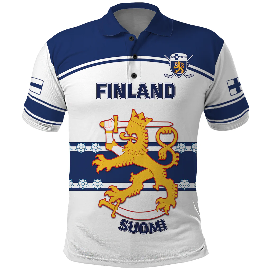 Custom Finland Hockey Polo Shirt Go Suomi