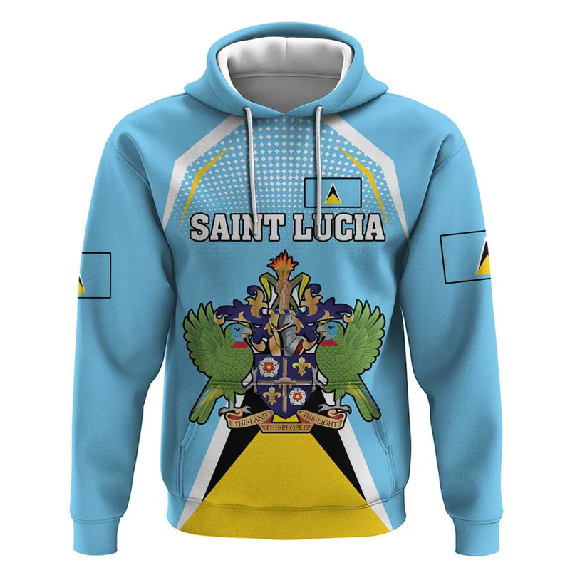 Personalized Saint Lucia Coat Of Arms Hoodie Sent Lisi Flag Style