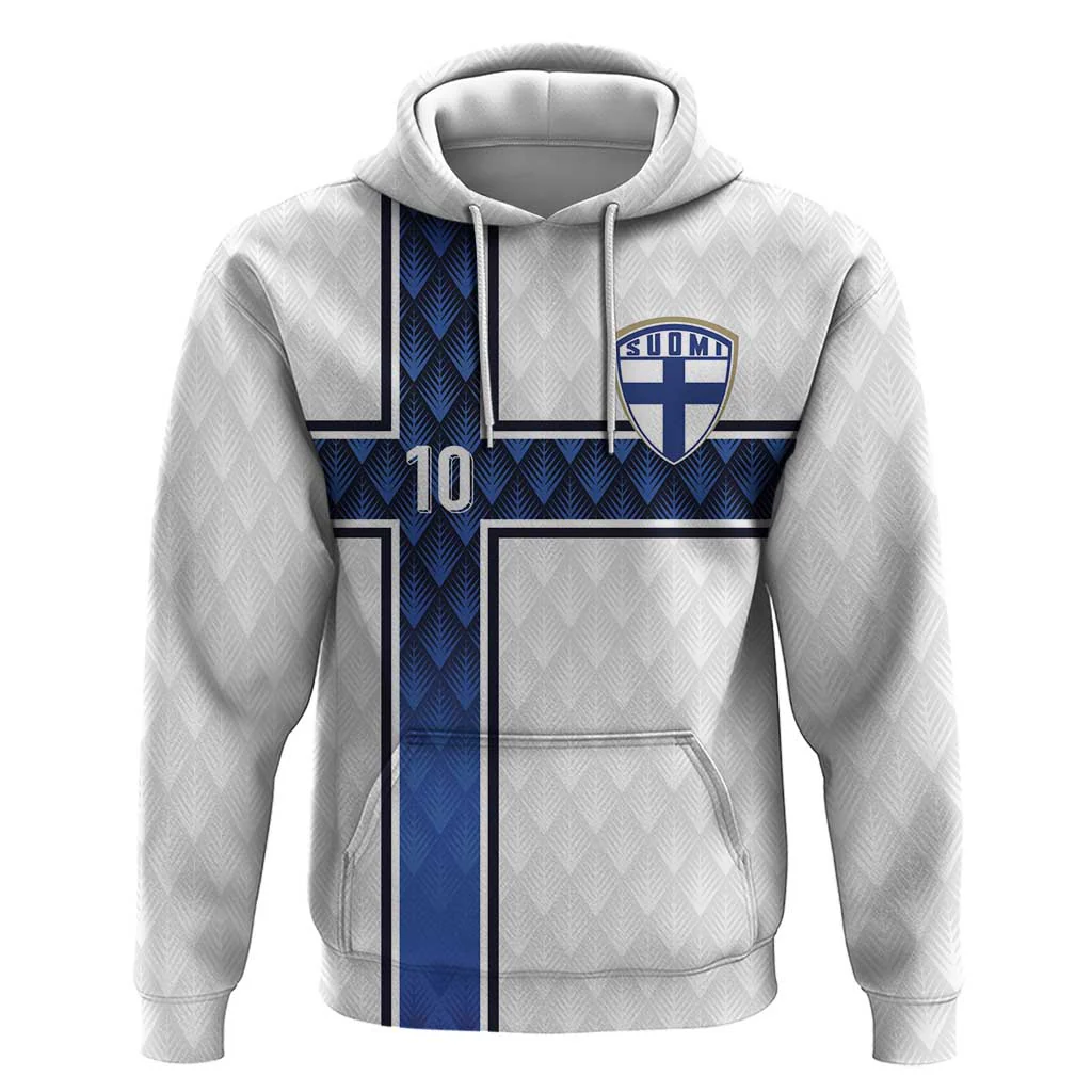 Custom Finland National Football Hoodie Pine Trees with Diamond Shapes