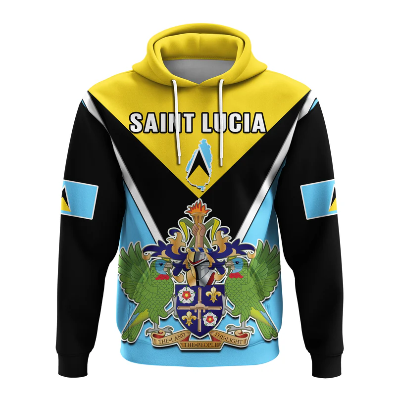 Custom Saint Lucia Hoodie Happy 44 Years Of Independence