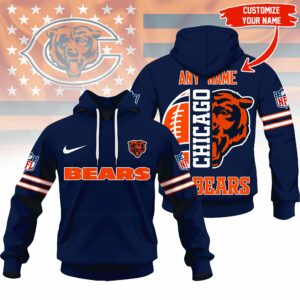 Chicago Bears NFL Premium Personalized Hoodie - Navy