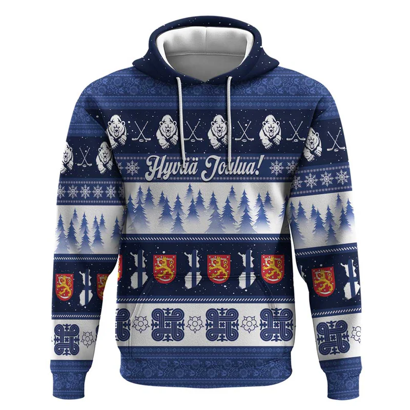 Finland Christmas Hoodie Suomen Tasavalta Hyvaa Joulua LT14