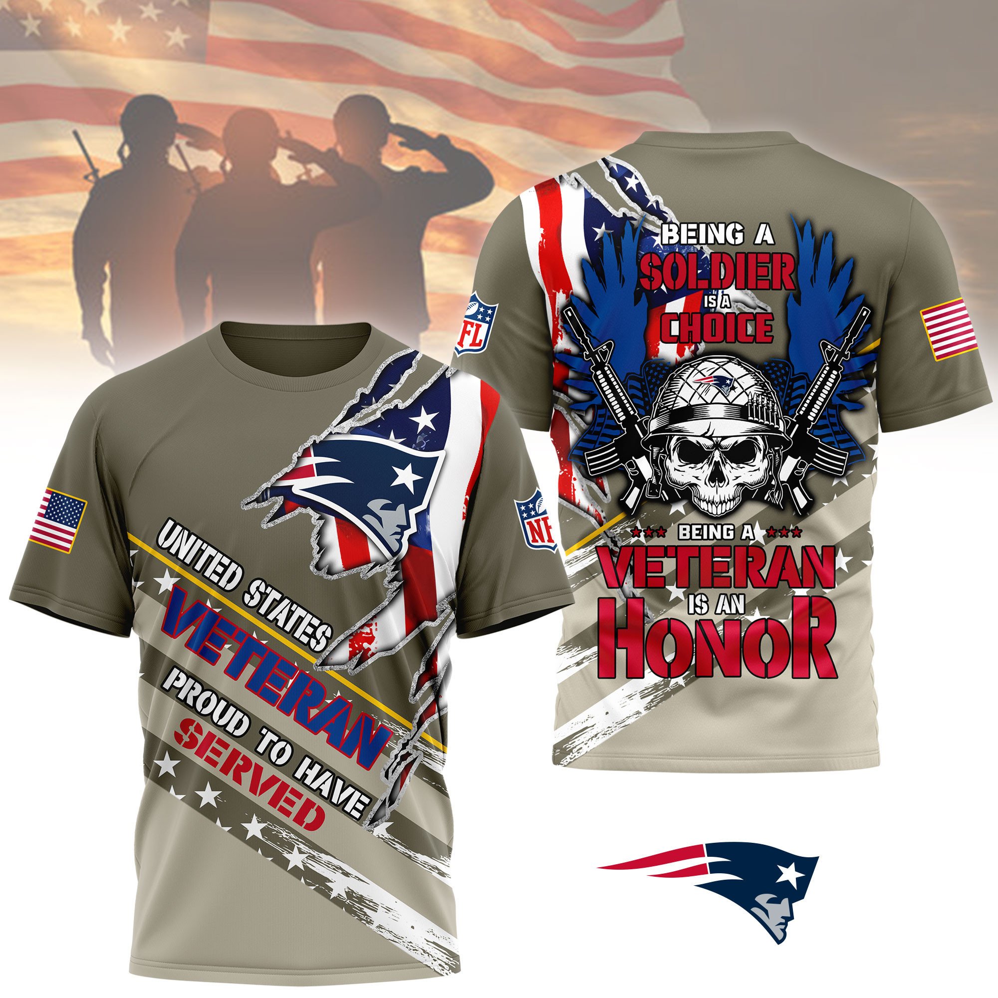 New England Patriots Proud U.S Veteran - NFL Premium Shirt