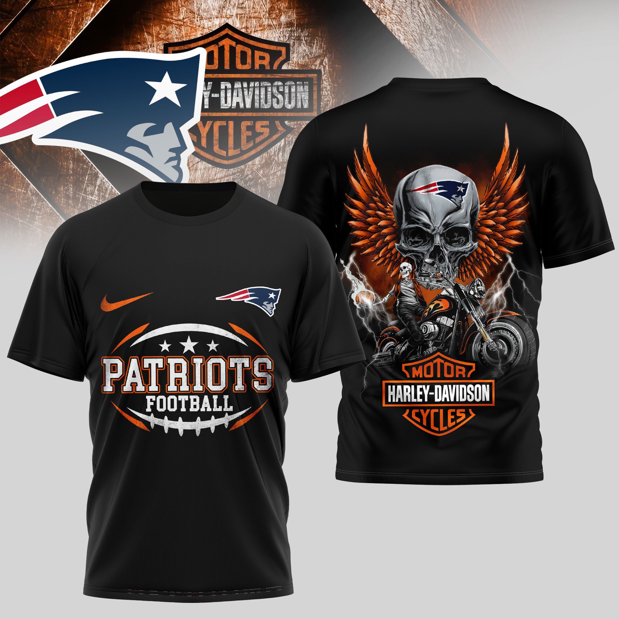 New England Patriots x Harley Davidson - NFL Premium Shirt