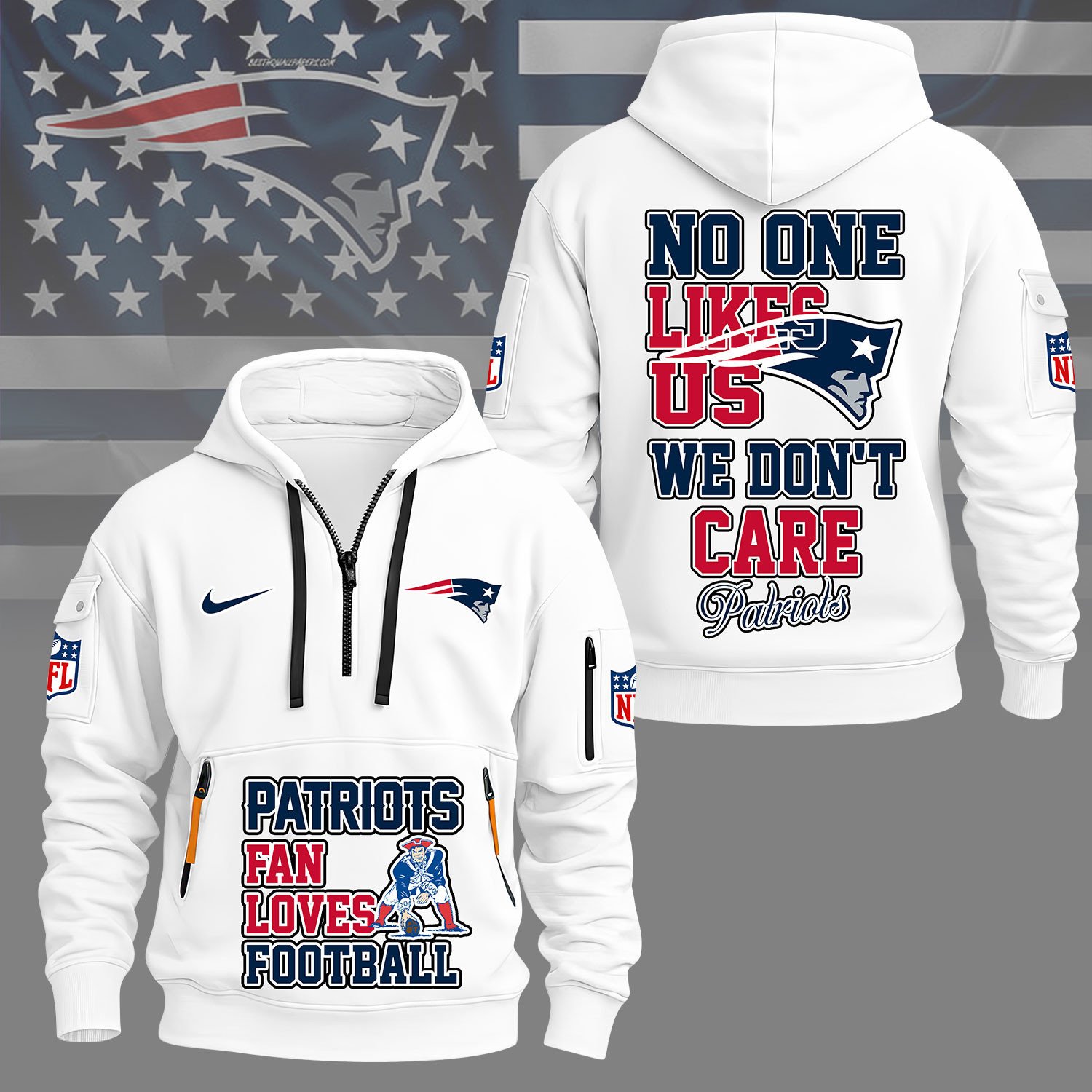 Patriots NFL No One Like Us - Quarter Zipper Hoodie