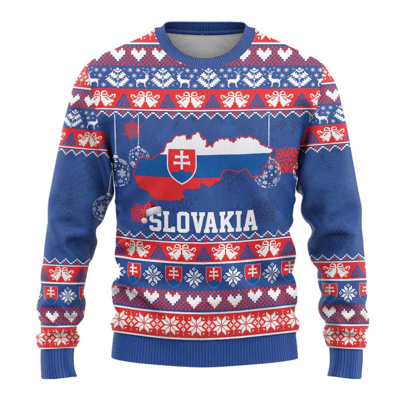 Slovakia Christmas Ugly Christmas Sweater Slovakian Double Cross Map