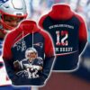 Tom Brady Patriots 12 NFL Premium Pullover Hoodie