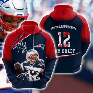 Tom Brady Patriots 12 NFL Premium Pullover Hoodie